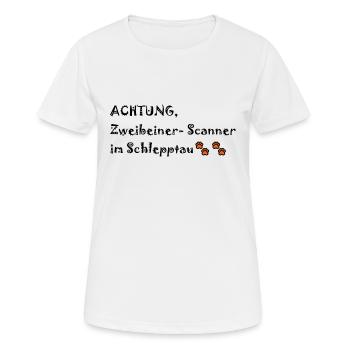 Zweibeiner-Scanner; Hund ist Menschenkenner - Frauen T-Shirt atmungsaktiv - Weiß - Vorne - AI Model Female 172 dark (172cm)