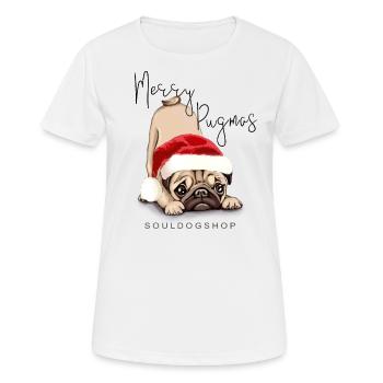 Christmas Pug Pug Pug Dog Xmas - Women's Breathable T-Shirt - white - Front - AI Model Female 172 dark (172cm)