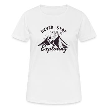 Explore, Voyage, Voyage - T-shirt respirant Femme - blanc - Devant - AI Model Female 172 dark (172cm)