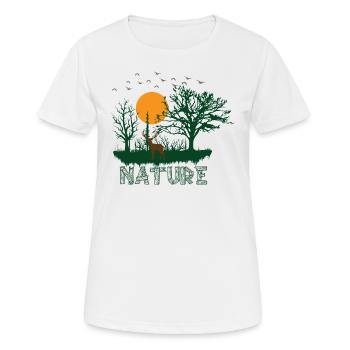 Natur - Frauen T-Shirt atmungsaktiv - Weiß - Vorne - AI Model Female 172 dark (172cm)