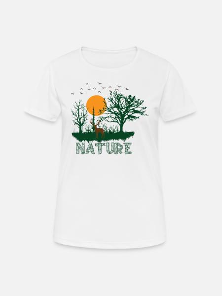 Natur - Frauen T-Shirt atmungsaktiv - Weiß
