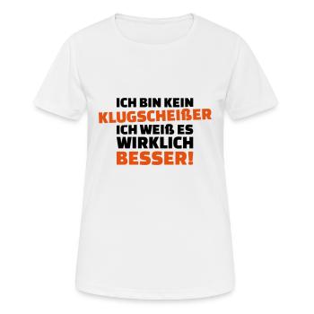 Klugscheißer - Frauen T-Shirt atmungsaktiv - Weiß - Vorne - AI Model Female 172 dark (172cm)