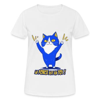 Katzenhumor, die Kraft steckt in dir! - Frauen T-Shirt atmungsaktiv - Weiß - Vorne - AI Model Female 172 dark (172cm)