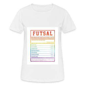 Futsal Information And Nutritional Facts Football - Frauen T-Shirt atmungsaktiv - Weiß - Vorne - AI Model Female 172 dark (172cm)