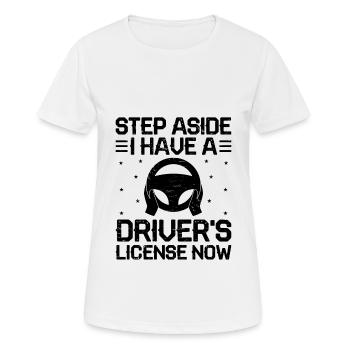 Permis de conduire passé Nouveau permis de conduire S - T-shirt respirant Femme - blanc - Devant - AI Model Female 172 dark (172cm)