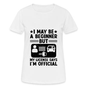 Permis de conduire passé Nouveau permis de conduire S - T-shirt respirant Femme - blanc - Devant - AI Model Female 172 dark (172cm)