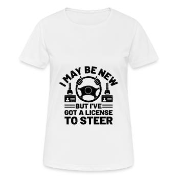 Permis de conduire passé Nouveau permis de conduire S - T-shirt respirant Femme - blanc - Devant - AI Model Female 172 dark (172cm)