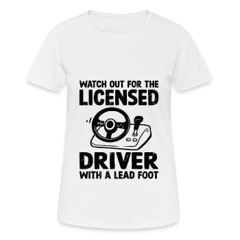 Permis de conduire passé Nouveau permis de conduire S - T-shirt respirant Femme - blanc - Devant - AI Model Female 172 dark (172cm)