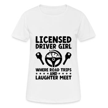 Permis de conduire passé Nouveau permis de conduire S - T-shirt respirant Femme - blanc - Devant - AI Model Female 172 dark (172cm)