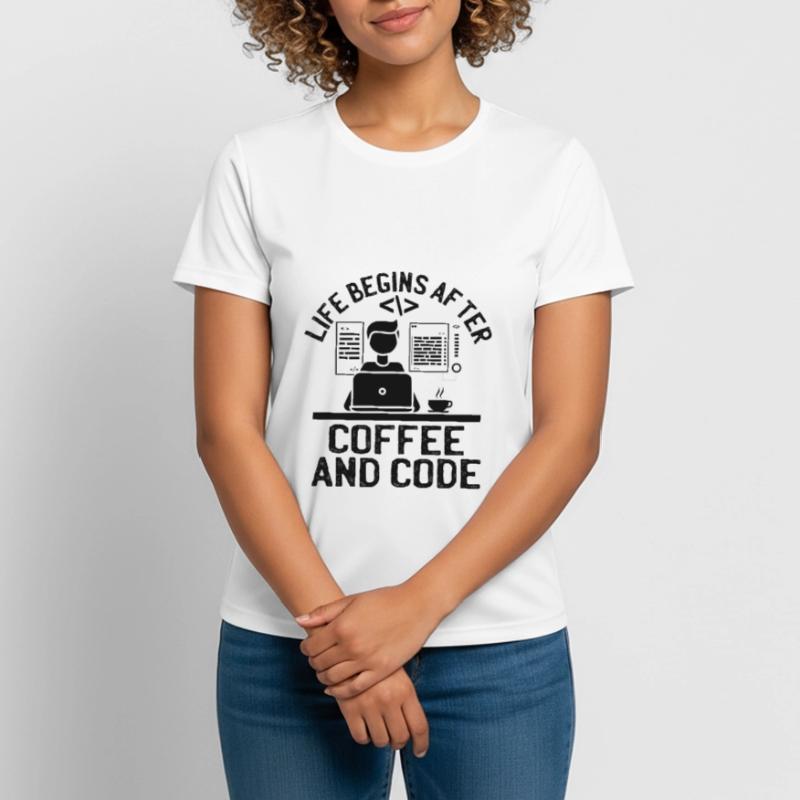 Kaffee-Codierung Programmierer Programmierer Entwickler Nerd Coff Frauen T-Shirt atmungsaktiv