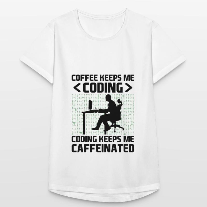 Café Codage Programmeur Codeur Développeur Nerd Coff T-shirt respirant Femme