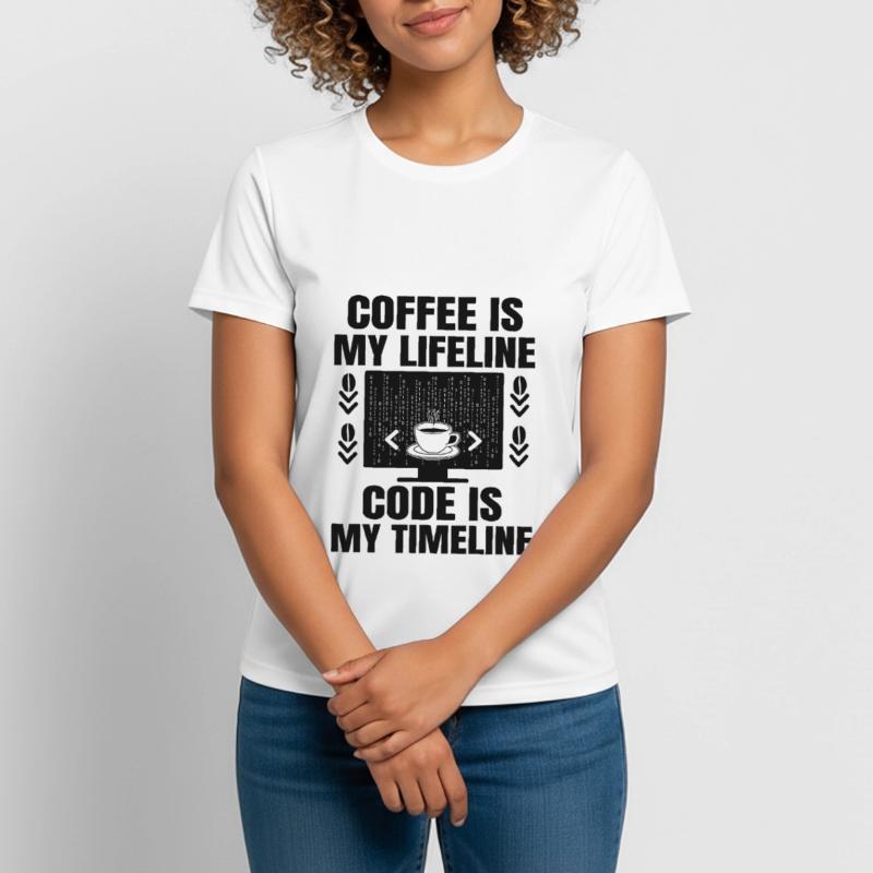Café Codage Programmeur Codeur Développeur Nerd Coff T-shirt respirant Femme