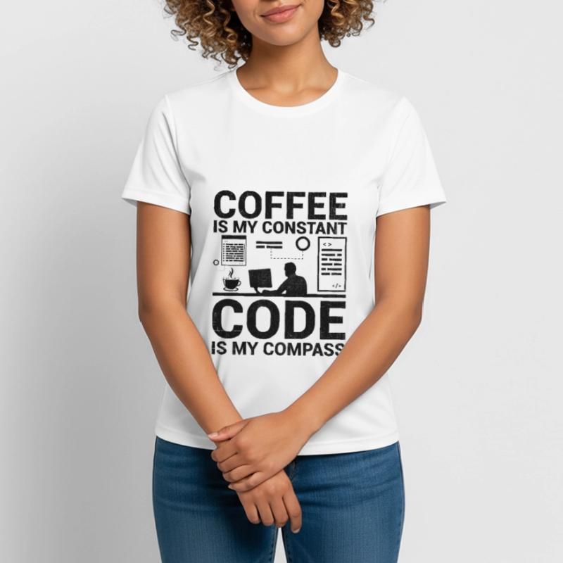 Café Codage Programmeur Codeur Développeur Nerd Coff T-shirt respirant Femme