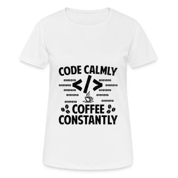 Kaffee-Codierung Programmierer Programmierer Entwickler Nerd Coff - Frauen T-Shirt atmungsaktiv - Weiß - Vorne - AI Model Female 172 dark (172cm)