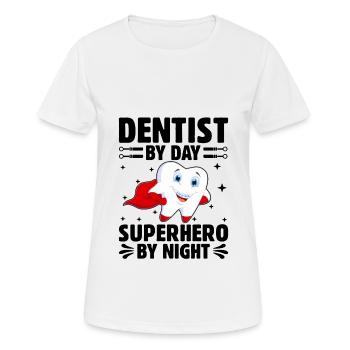 Dentiste Le jour Super-héros La nuit Dentisterie dentaire - T-shirt respirant Femme - blanc - Devant - AI Model Female 172 dark (172cm)