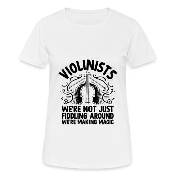 Violonistes, nous ne nous contentons pas de bricoler, nous sommes ma - T-shirt respirant Femme - blanc - Devant - AI Model Female 172 dark (172cm)