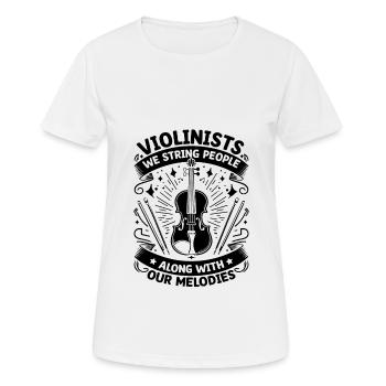 Violonistes, nous cordons les gens avec notre mélodie - T-shirt respirant Femme - blanc - Devant - AI Model Female 172 dark (172cm)