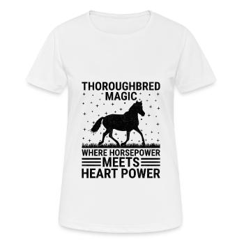Courses de chevaux pur-sang Équitation Chevaux équestres - T-shirt respirant Femme - blanc - Devant - AI Model Female 172 dark (172cm)
