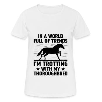 Courses de chevaux pur-sang Équitation Chevaux équestres - T-shirt respirant Femme - blanc - Devant - AI Model Female 172 dark (172cm)