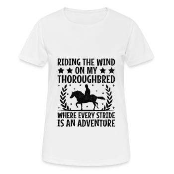 Courses de chevaux pur-sang Équitation Chevaux équestres - T-shirt respirant Femme - blanc - Devant - AI Model Female 172 dark (172cm)