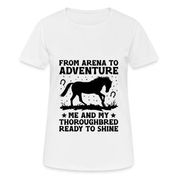 Courses de chevaux pur-sang Équitation Chevaux équestres - T-shirt respirant Femme - blanc - Devant - AI Model Female 172 dark (172cm)