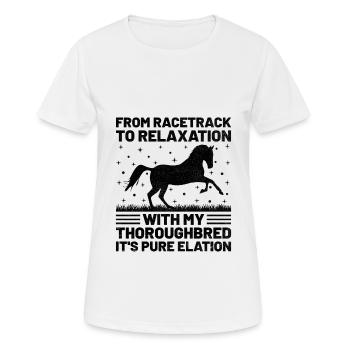 Courses de chevaux pur-sang Équitation Chevaux équestres - T-shirt respirant Femme - blanc - Devant - AI Model Female 172 dark (172cm)