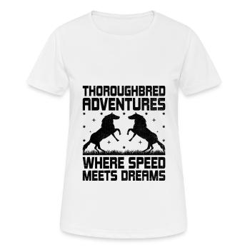Courses de chevaux pur-sang Équitation Chevaux équestres - T-shirt respirant Femme - blanc - Devant - AI Model Female 172 dark (172cm)