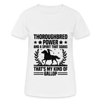 Courses de chevaux pur-sang Équitation Chevaux équestres - T-shirt respirant Femme - blanc - Devant - AI Model Female 172 dark (172cm)