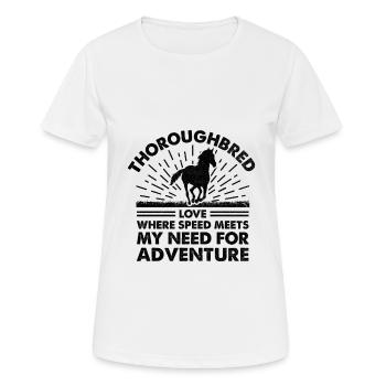 Courses de chevaux pur-sang Équitation Chevaux équestres - T-shirt respirant Femme - blanc - Devant - AI Model Female 172 dark (172cm)