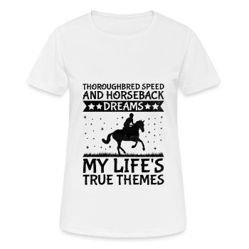Courses de chevaux pur-sang Équitation Chevaux équestres - T-shirt respirant Femme - blanc - Devant - AI Model Female 172 dark (172cm)