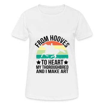 Courses de chevaux pur-sang Équitation Chevaux équestres - T-shirt respirant Femme - blanc - Devant - AI Model Female 172 dark (172cm)