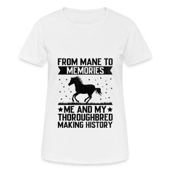 Courses de chevaux pur-sang Équitation Chevaux équestres - T-shirt respirant Femme - blanc - Devant - AI Model Female 172 dark (172cm)