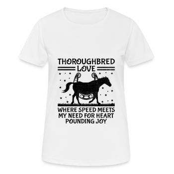 Courses de chevaux pur-sang Équitation Chevaux équestres - T-shirt respirant Femme - blanc - Devant - AI Model Female 172 dark (172cm)