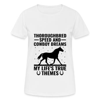 Courses de chevaux pur-sang Équitation Chevaux équestres - T-shirt respirant Femme - blanc - Devant - AI Model Female 172 dark (172cm)