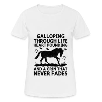 Courses de chevaux pur-sang Équitation Chevaux équestres - T-shirt respirant Femme - blanc - Devant - AI Model Female 172 dark (172cm)