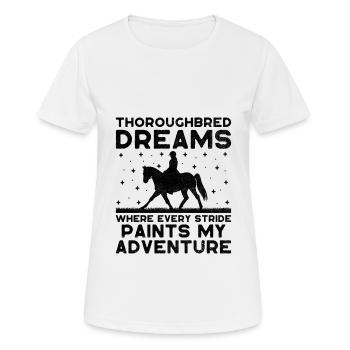 Courses de chevaux pur-sang Équitation Chevaux équestres - T-shirt respirant Femme - blanc - Devant - AI Model Female 172 dark (172cm)