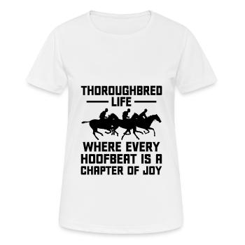 Courses de chevaux pur-sang Équitation Chevaux équestres - T-shirt respirant Femme - blanc - Devant - AI Model Female 172 dark (172cm)