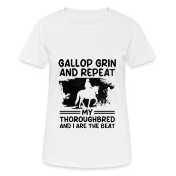 Courses de chevaux pur-sang Équitation Chevaux équestres - T-shirt respirant Femme - blanc - Devant - AI Model Female 172 dark (172cm)