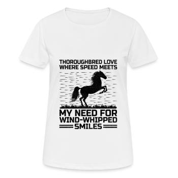 Courses de chevaux pur-sang Équitation Chevaux équestres - T-shirt respirant Femme - blanc - Devant - AI Model Female 172 dark (172cm)