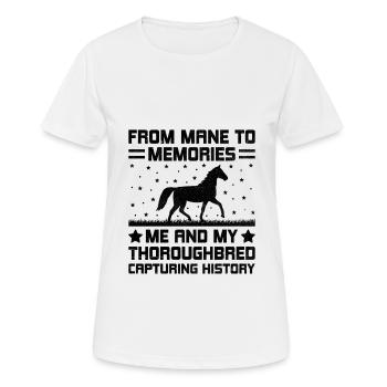 Courses de chevaux pur-sang Équitation Chevaux équestres - T-shirt respirant Femme - blanc - Devant - AI Model Female 172 dark (172cm)
