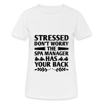 SPA Manager Job Wellness Funny SPA Management Sayi - Women's Breathable T-Shirt - white - Front - AI Model Female 172 dark (172cm)