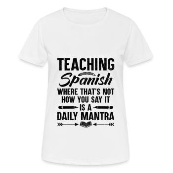 Professeur de langues étrangères École Professeurs de langues - T-shirt respirant Femme - blanc - Devant - AI Model Female 172 dark (172cm)