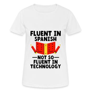 Professeur de langues étrangères École Professeurs de langues - T-shirt respirant Femme - blanc - Devant - AI Model Female 172 dark (172cm)