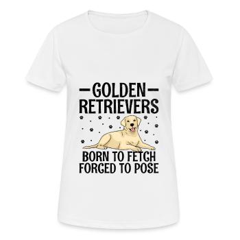 Golden Retriever, die zum Apportieren geboren wurden, gezwungen, GR zu posieren - Frauen T-Shirt atmungsaktiv - Weiß - Vorne - AI Model Female 172 dark (172cm)