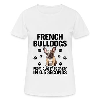 Bouledogues Français De Classe À Insolent Frenchie Bull - T-shirt respirant Femme - blanc - Devant - AI Model Female 172 dark (172cm)
