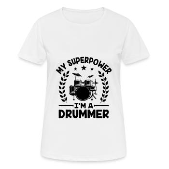 Meine Superkraft Ich bin ein Schlagzeuger Schlagzeuger Schlagzeuger Schlagzeuger - Frauen T-Shirt atmungsaktiv - Weiß - Vorne - AI Model Female 172 dark (172cm)