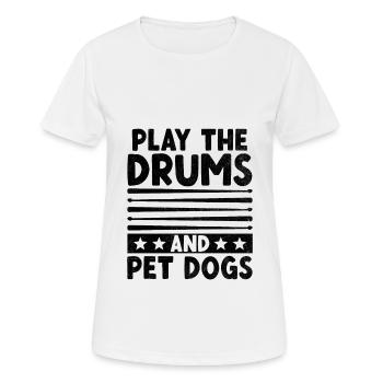 Jouer Les Tambours Et Les Chiens De Compagnie Tambour Tambour Tambour - T-shirt respirant Femme - blanc - Devant - AI Model Female 172 dark (172cm)
