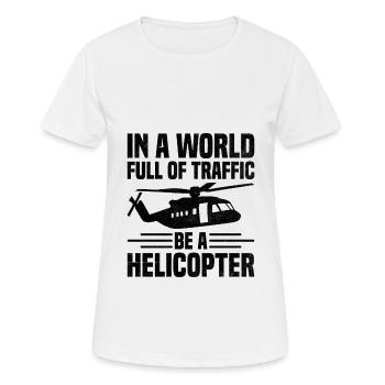 Dans un monde plein de trafic, soyez un pilote d’hélicoptère - T-shirt respirant Femme - blanc - Devant - AI Model Female 172 dark (172cm)