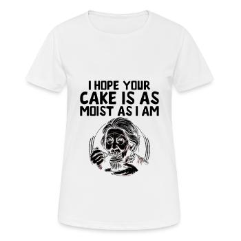 Ich hoffe, dein Kuchen ist so saftig wie ich backe Bake B - Frauen T-Shirt atmungsaktiv - Weiß - Vorne - AI Model Female 172 dark (172cm)