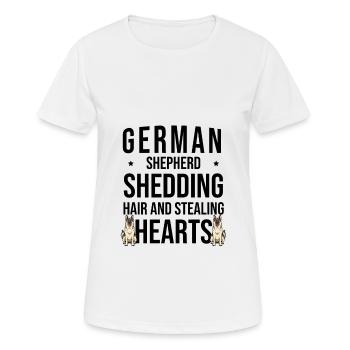 German Shepherd Shedding Hair And Stealing Hearts - Women's Breathable T-Shirt - white - Front - AI Model Female 172 dark (172cm)